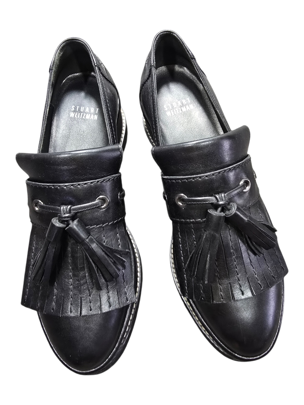 Stuart Weitzman Black Platform Tassel Loafers for Women - Picture 2 of 4